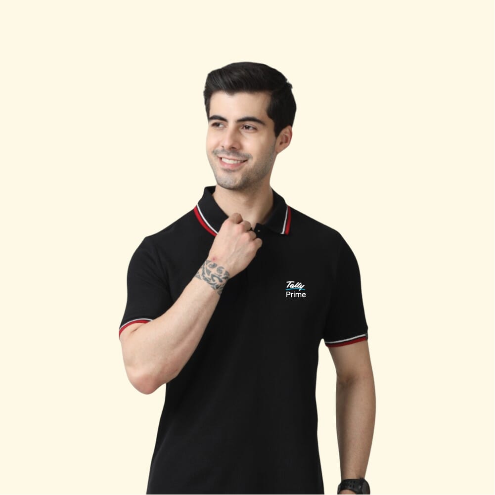 Marks & Spencer Polo T-shirt Tipping-Black with Red